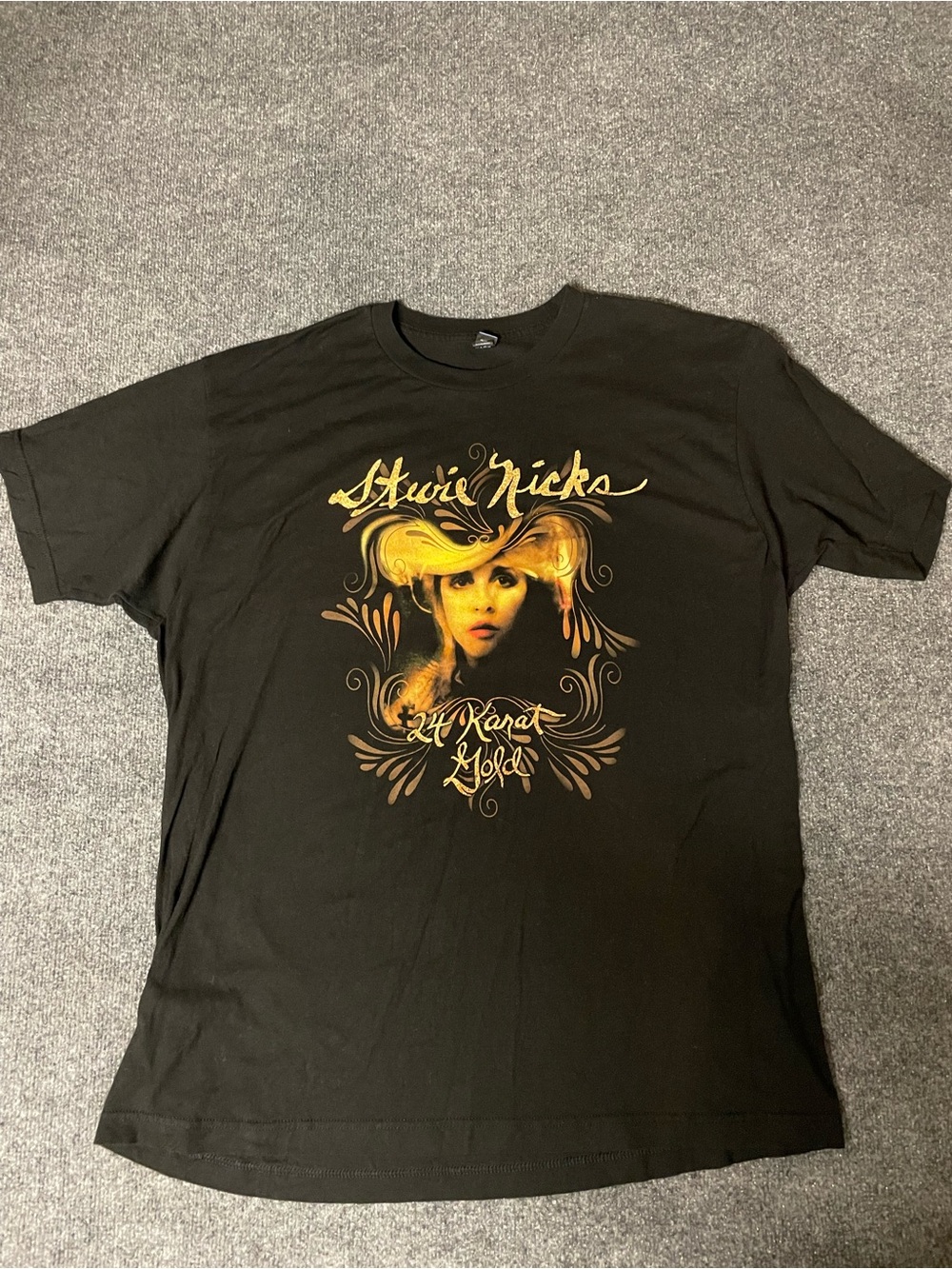 Tultex Black Tee with Gold Portrait and Script Graphic